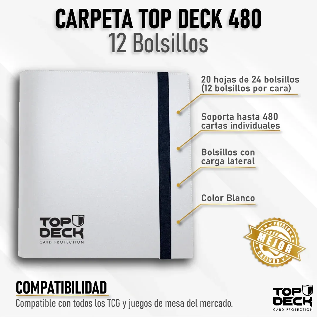 Carpeta Esencial | Para 480 cartas (12 bolsillos por cara - carga lateral) - Varios Colores - Top Deck